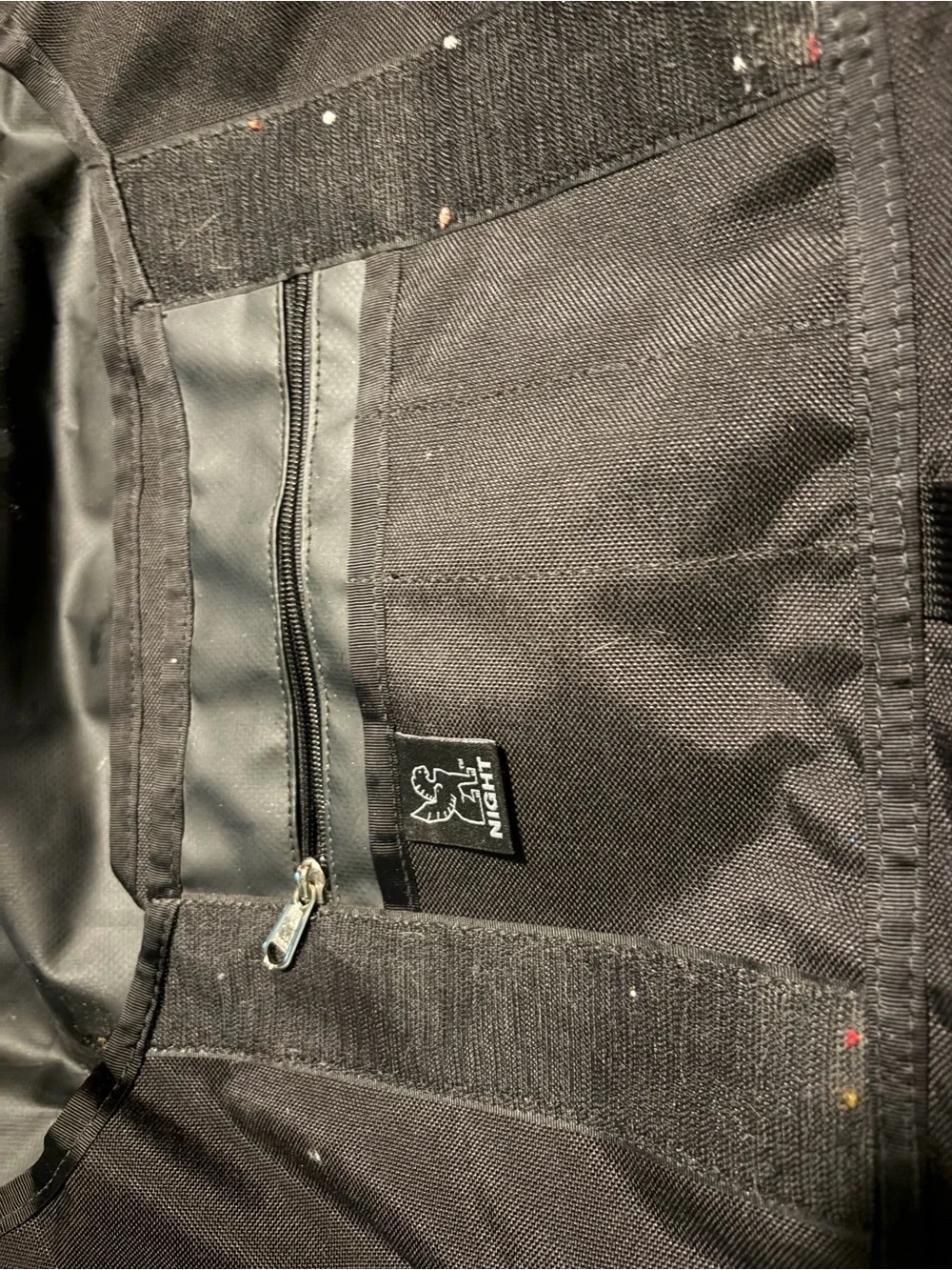 Chrome Black Messenger Backpack with Logo Patch